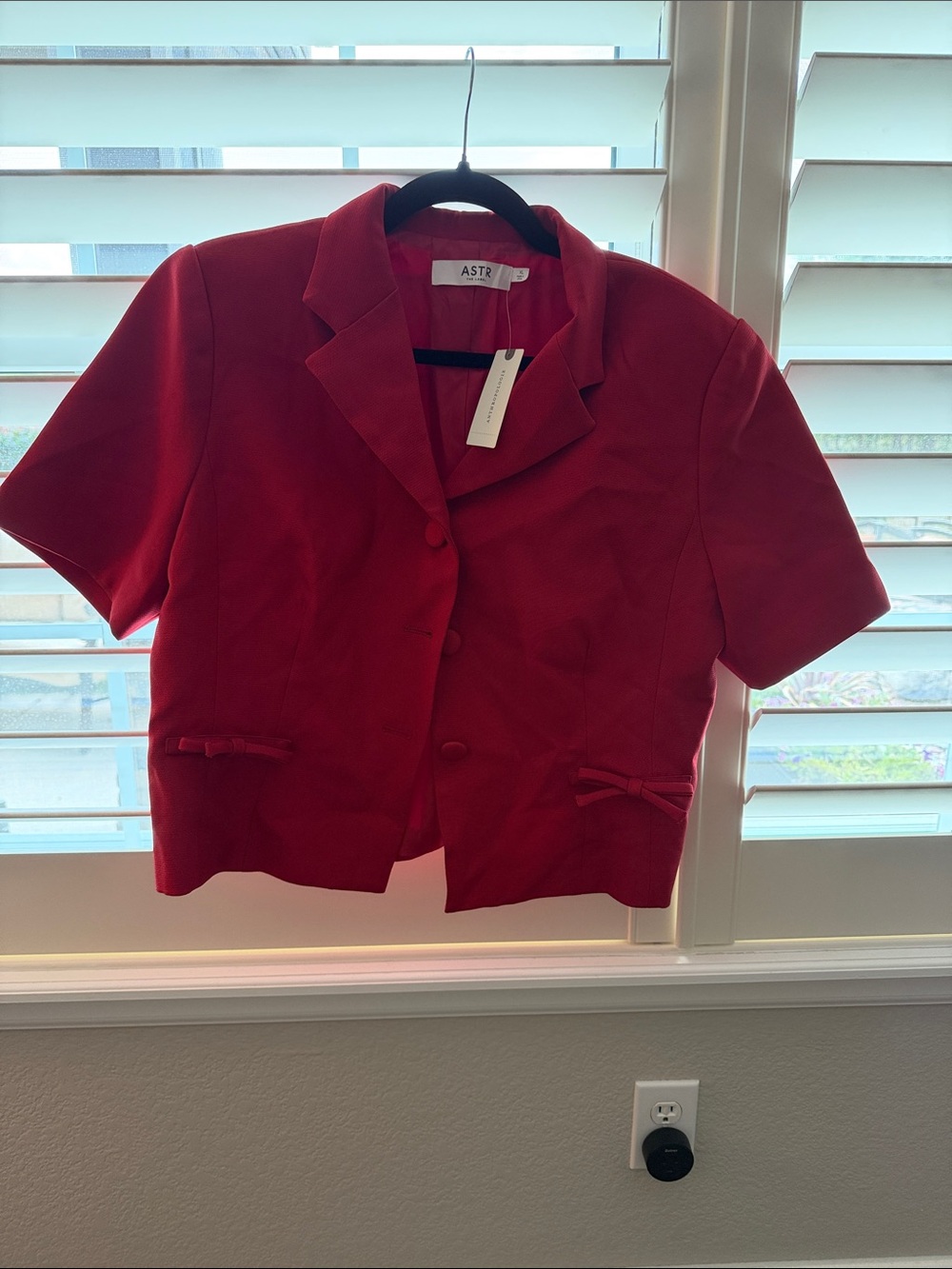 ASTR Cherry Red Short Sleeve Tailored Blazer
